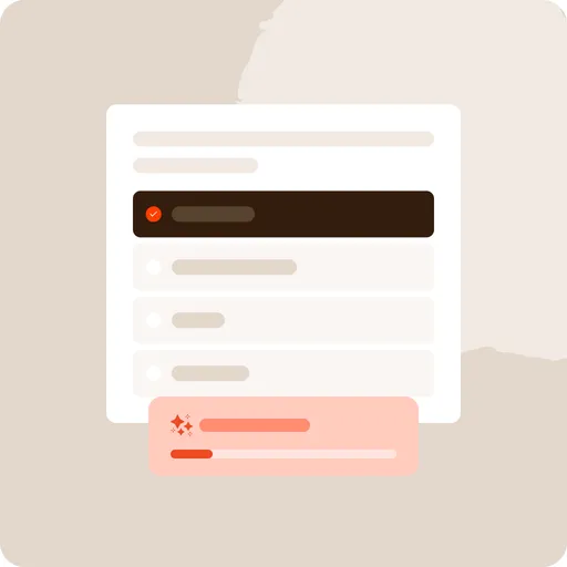 Personalized quiz with answer options and progress notification
